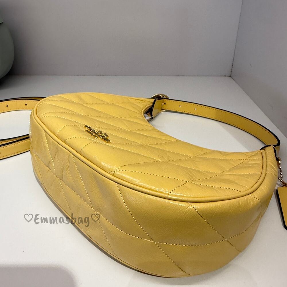 Coach Emily Shoulder Bag With Quilting CDX21 crinkle leather/Gold/Soft Yellow - Picture 4 of 6
